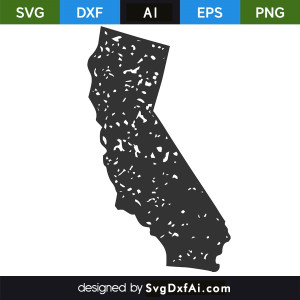 California Map State Geographical Boundaries SVG, PNG, DXF Design