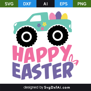 Happy Easter Monster Truck SVG, PNG, DXF Design