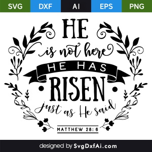 He is Not Here He Has Risen Easter SVG, PNG, DXF Design