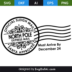 Santa Approved Christmas Stamps From North Pole SVG, PNG, DXF Design