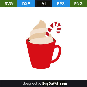 Christmas Coffee Mug with Straw SVG, PNG, DXF Design