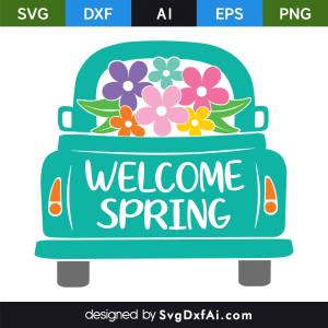 Welcome Spring Easter Car SVG, PNG, DXF Design