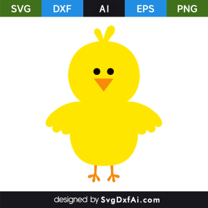 Yellow Chick Standing SVG, PNG, DXF Design