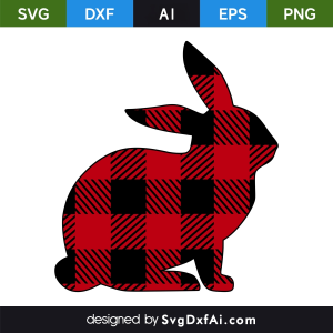 Buffalo Plaid Easter Bunny SVG, PNG, DXF Design