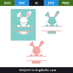 Split Bunny Colors Name SVG, PNG, DXF Design