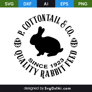 P.Cottontail & Co Quality Rabbit Feed Sold Here Round Stamp SVG, PNG, DXF Design