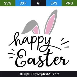 Happy Easter Bunny Ears SVG, PNG, DXF Design