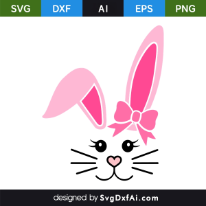 Girl Bunny Monogram Frame SVG, PNG, DXF Design