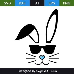 Easter Cool Bunny Sunglasses Face SVG, PNG, DXF Design