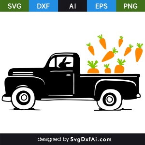 Easter Bunny Carrot Car Truck SVG, PNG, DXF Design