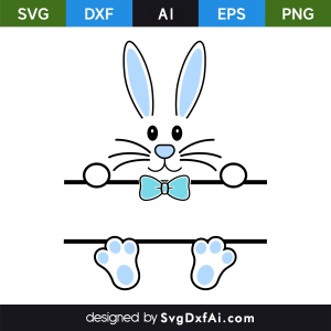 Easter Bunny Cute Monogram Frame For Boy SVG, PNG, DXF Design