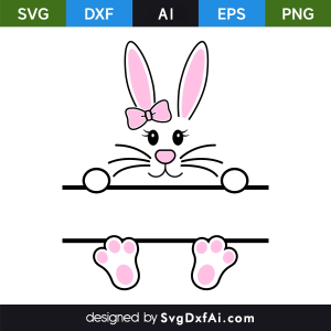 Easter Bunny Cute Monogram Frame For Girl SVG, PNG, DXF Design