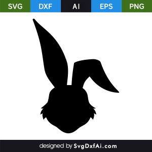 Easter Bunny Face Silhouette SVG, PNG, DXF Design