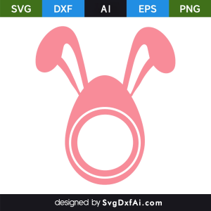 Easter Bunny Monogram Pink Frame SVG, PNG, DXF Design