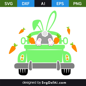 Easter Bunny Truck SVG, PNG, DXF Design