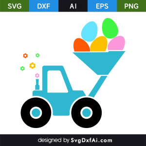 Easter Eggs Bulldozer SVG, PNG, DXF Design