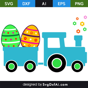 Easter Eggs Train SVG, PNG, DXF Design