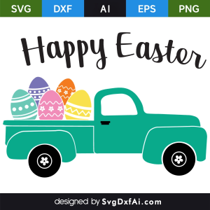 Easter Eggs Truck Happy Easter SVG, PNG, DXF Design