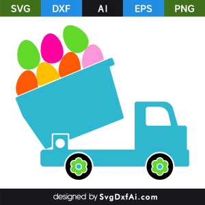 Easter Eggs Truck SVG, PNG, DXF Design