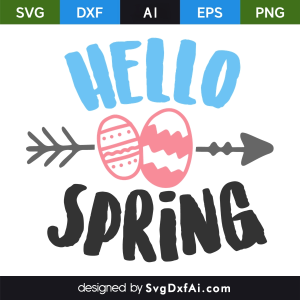 Hello Spring Easter Eggs SVG, PNG, DXF Design