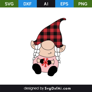 Christmas Female Gnome Holding Snowflake SVG, PNG, DXF Design