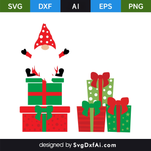 Christmas Gnome Gathering Around a Gifts SVG, PNG, DXF Design