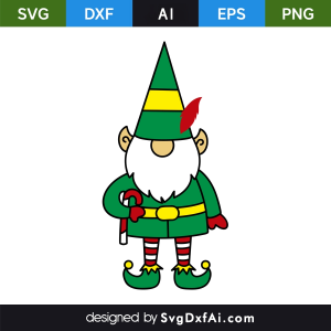 Christmas Gnome Green Dress SVG, PNG, DXF Design