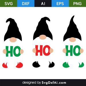 Christmas Gnomes Ho Ho Ho SVG, PNG, DXF Design