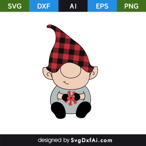 Christmas Male Gnome Cute Holding Snowflake SVG, PNG, DXF Design