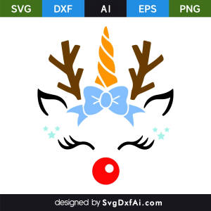 Christmas Reindeer Face Red Nose SVG, PNG, DXF Design