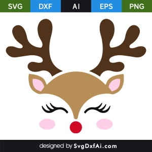 Christmas Reindeer Face SVG, PNG, DXF Design