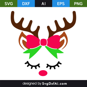 Christmas Reindeer with Red and Green Makeup SVG, PNG, DXF Design