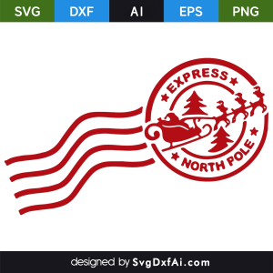 Christmas Mail Envelope Express North Pole SVG, PNG, DXF Design