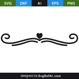 Divider Heart SVG, PNG, DXF Design