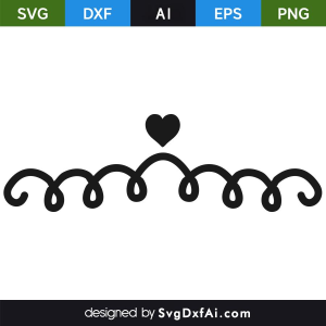 Heart Love Swirl Divider SVG, PNG, DXF Design