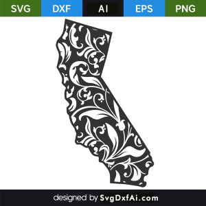 California Map Mandala Pattern SVG, PNG, DXF Design