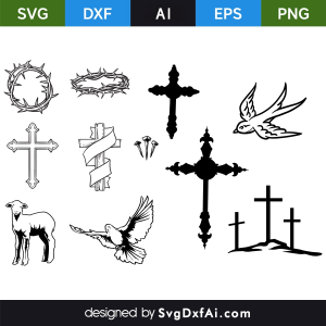 Christian Easter illustrations SVG, PNG, DXF Design