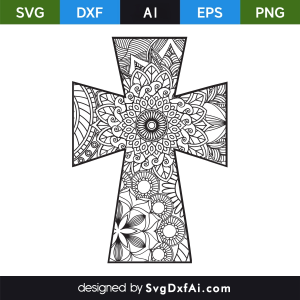 Cross Mandala SVG, PNG, DXF Design