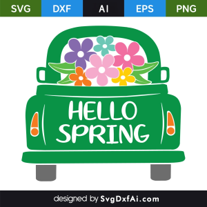 Easter Truck Hello Spring SVG, PNG, DXF Design